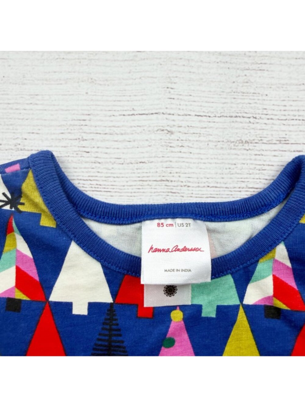 Hanna Andersson Girls Geometric Holiday Tree Print Colorful Dress 2T - Picture 2 of 4